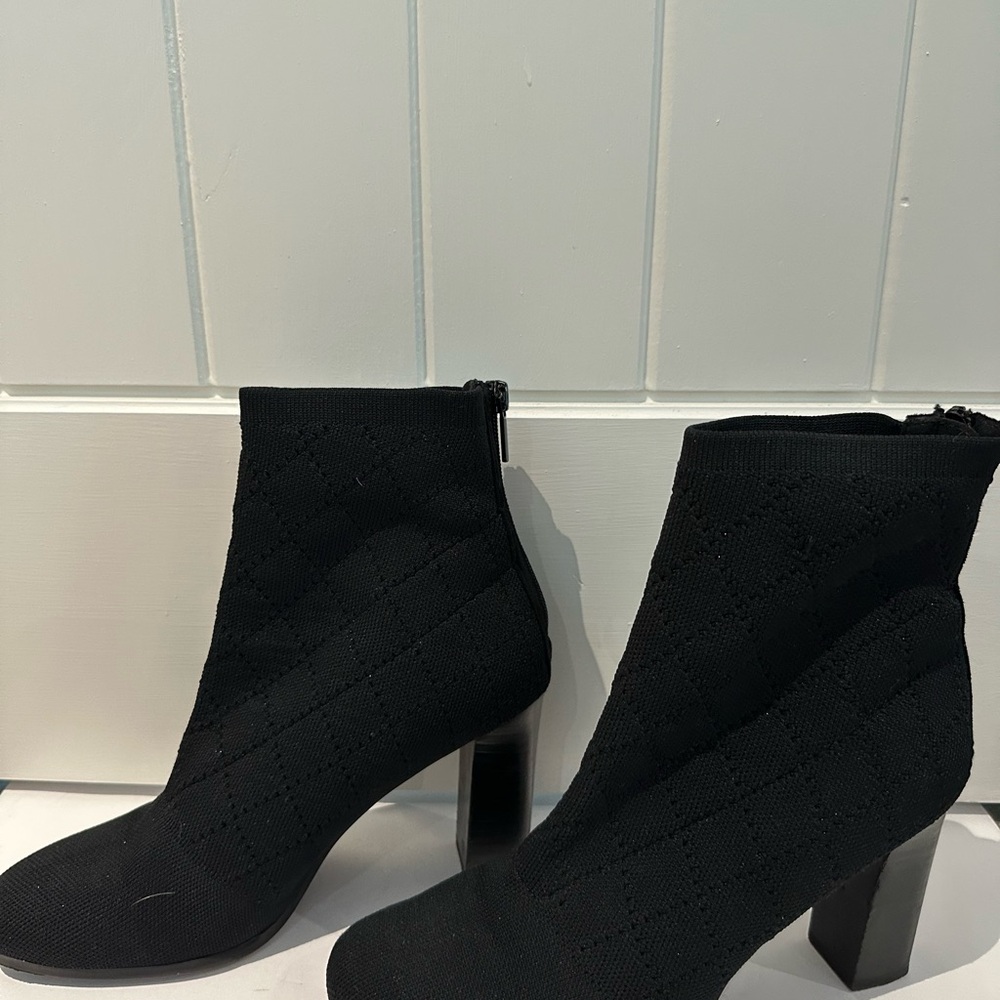 Impo Black Stretch Heeled Boots with Chunky Heel